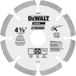 DEWALT HP 4-1/2 in. D X 7/8 in. Diamond Segmented Rim Diamond Saw Blade 1 pk