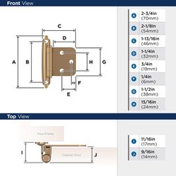 Amerock 2-3/4 in. W X 1-3/4 in. L Champagne Bronze Brown Steel Overlay Hinge 2 pk