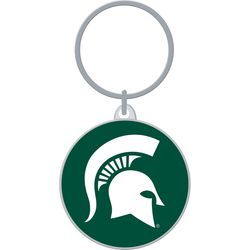 HILLMAN NCAA Tempered Steel Green Split Ring Keychain