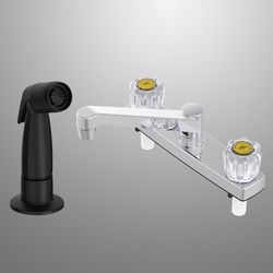 Home Plus Two Handle Chrome Kitchen Faucet Side Sprayer Included