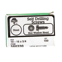 HILLMAN No. 10-16 Ga. X 3/4 in. L Hex Hex Washer Head Self-Drilling Screws 100 pk
