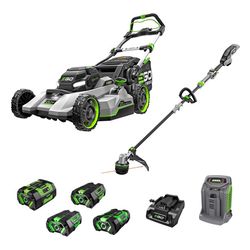 EGO Power+ 800 Series 21 in. Self-Propelled Lawn Mower Kit & String Trimmer w/ 4 Batteries & Charger