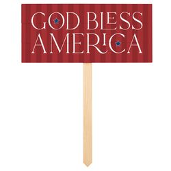 P Graham Dunn Multicolored Wood 12.5 in. H X 10 in. L X 1.5 in. W God Bless America Yard Sign