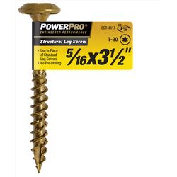 PowerPro 5/16 in. X 3 1/2 in. L Star Carbon Steel Lag Screw 50 pk