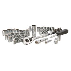 Stanley 1/4 and 3/8 in. drive Metric/SAE Mechanic's Tool Set 60 pc