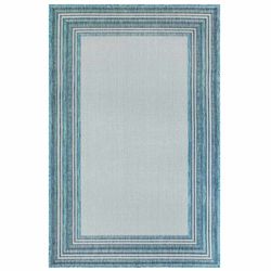 Liora Manne Carmel 6.6 W X 9.4 L Aqua Multi Border Polypropylene Area Rug