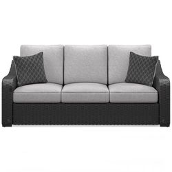 Signature Design by Ashley Beachcroft Black Aluminum Frame Casual Sofa Light Gray