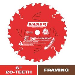 Diablo 6 in. D X 1/2 in. TiCo Hi-Density Carbide Framing Blade 20 teeth 1 pk