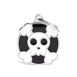 MyFamily Charms Black & White Skull Metal Dog Pet Tags Large