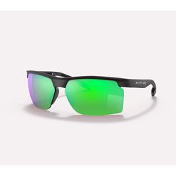Native Ridge-Runner Sunglasses Unisex Matte Black Frame Green Lens Polarized Blue Light Blocking