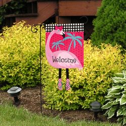 Briarwood Lane Fancy Flamingo Garden Flag 12.5 in. W X 18 in. L