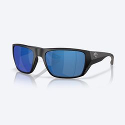 Costa Finlet Sunglasses Men's Matte Black Frame Blue Mirror Lens Polarized