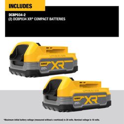 DeWalt 20V MAX XR DCBP034-2 1.7 Ah Lithium-Ion Compact Battery 2 pc