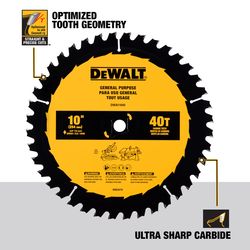 DEWALT 10 in. D X 5/8 in. Carbide Tipped Circular Saw Blade 40 teeth 1 pc