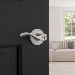 Kwikset SmartKey Security Balboa Wave Satin Nickel Entry Lever KW1 2-3/4 in.
