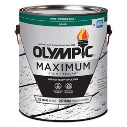 Olympic Maximum Solid Tintable White Base 1 Acrylic Latex Stain and Sealant 1 gal