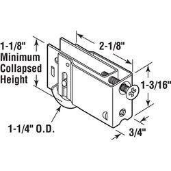 Prime-Line 1-1/4 in. D X 3/8 in. L Steel Roller Assembly 1 pk