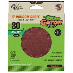 Gator 5 in. Aluminum Oxide Hook and Loop Sanding Disc 80 Grit Medium 15 pk