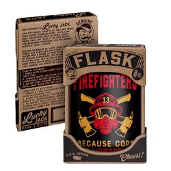 Lucky Jack 8 oz Stainless Steel God Made Firefighters Hip Flask