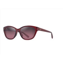 Maui Jim Punono Sunglasses Unisex Shiny Transparent Burgundy Frame Maui Rose Lens Polarized