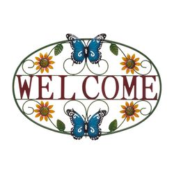 Glitzhome Multicolored Metal 17 in. H X 23.75 in. L X 0.75 in. W Whimsical Sunflower and Butterfly W