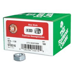 Hillman M10-1.50 mm Zinc-Plated Steel Metric Hex Nut 100 pk