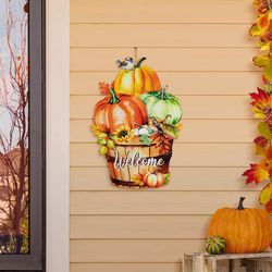 Glitzhome 30 in. Pumpkins with Barrel Yard Stake