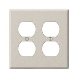 Amerelle Pro Wrinkle Almond 2 gang Stamped Steel Duplex Wall Plate 1 pk