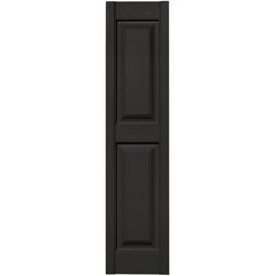 Builders Edge 51 in. H X 12 in. W Black Raised Panel Vinyl Shutter 2 pk