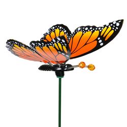 Exhart WindyWIngs Black/Orange Plastic 30 in. H X 7 in. L X 6.5 in. W Monarch Butterfly Outdoor Gard