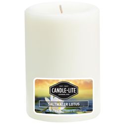 Candle-Lite White Saltwater Lotus Scent Pillar Candle