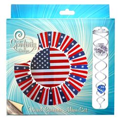 Spinfinity Designs Multi-color Stainless Steel 6.5 in. Spiral US Flag Mini Set Outdoor Spinner