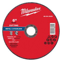 Milwaukee 6 in. D X 7/8 in. X .045 in. thick Metal Cut-Off Wheel 1 pk