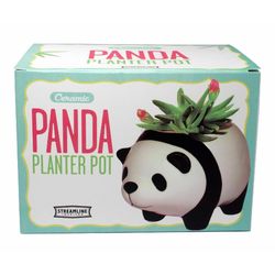 Streamline Ceramic Panda Planter White/Black