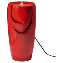 Glitzhome Ceramic Red 28.25 in. H Pot Fountain