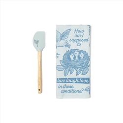 Two Left Feet Blue Cotton Tea Towel