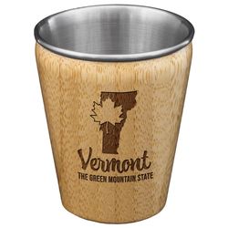 Totally Bamboo 2 oz Brown/Silver Stainless Steel/Wood Vermont Shot Glass