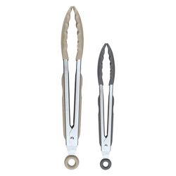 Tovolo Warm Gray/Charcoal Silicone/Stainless Steel Tongs