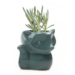 Chive Animal Planter 3.25 in. D Ceramic Fox Succulent Pot Green