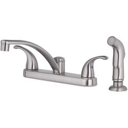 Oakbrook Collection Essentials Two Handle Brushed Nickel Kitchen Faucet Side Sprayer Included