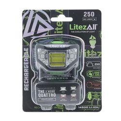 LitezAll Black LED Rechargeable Head Lamp