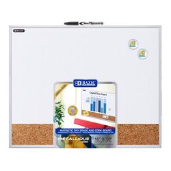 Bazic Products 16 in. H X 20 in. W Screw-Mounted Magnetic Dry Erase/Cork Board Combo
