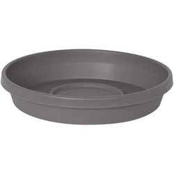 Bloem Terra 24 in. D Plastic Traditional Plant Saucer Charcoal