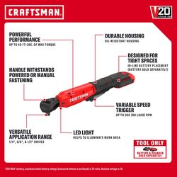CRAFTSMAN V20 3Ah Advanced Battery Kit with V20 Cordless Ratchet 1/2in with V20 Cordless Recip Saw