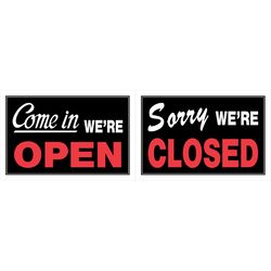 HILLMAN English Black Open/Close Sign 8 in. H X 12 in. W