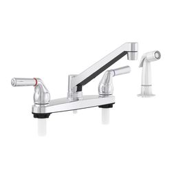 Home Plus Two Handle Chrome Kitchen Faucet Side Sprayer Included