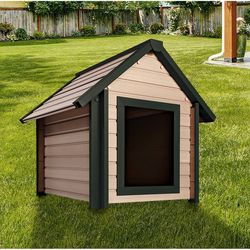 DogiPot Large Wood/Polyfiber Dog House Natural/Green 35 in. H X 31 in. W X 38.5 in. D