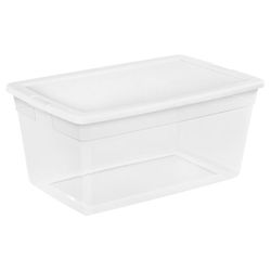 Sterilite 90 qt Clear/White Storage Box 13.5 in. H X 18.75 in. W X 29.75 in. D Stackable