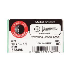 HILLMAN No. 10 Ga. X 1-1/2 in. L Phillips Flat Head Sheet Metal Screws 100 pk