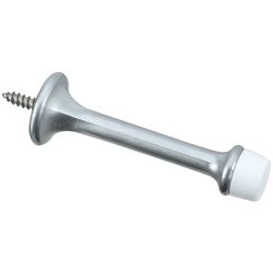 National Hardware 3 in. L Zinc w/Rubber Tip Satin Chrome Silver Rigid Door Stop Mounts to wall .75 i